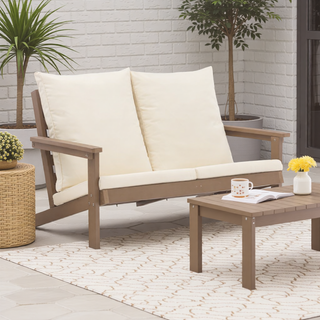 Sunvega Patio Loveseat Sofa 2-Seater with Olefin Cushions and Stainless Steel Hardware