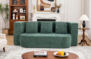 Sunvega Chenille Fabric Convertible Sofa Bed with High-Density Rebound Sponge for Living Room