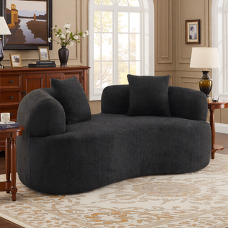 Sunvega Modern Curved Loveseat Sofa with Medium-Firm Cushion and Durable Teddy Fabric