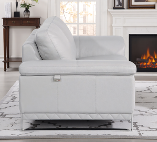 Sunvega Top Grain Italian Leather Loveseat with Stainless Steel Chrome Legs