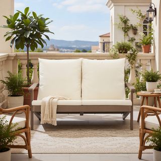 Sunvega Patio Loveseat Sofa 2-Seater with Olefin Cushions and Stainless Steel Hardware