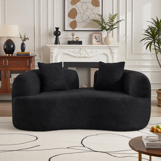 Sunvega Modern Curved Loveseat Sofa with Medium-Firm Cushion and Durable Teddy Fabric