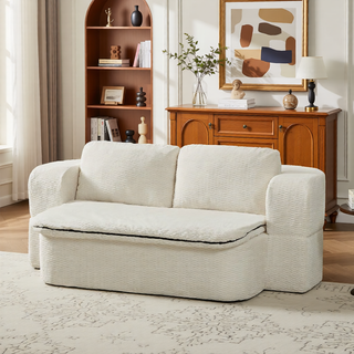 Sunvega Modern Folding Futon Floor Sofa Bed Couch with Silk Wool Cushion Blanket