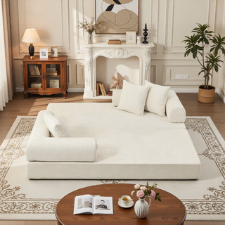 Sunvega Convertible Chenille Folding Sofa Bed with Pillows for Living Room
