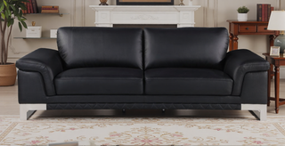 Sunvega Top Grain Italian Leather Loveseat with Stainless Steel Chrome Legs