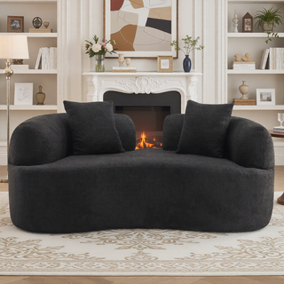 Sunvega Modern Curved Loveseat Sofa with Medium-Firm Cushion and Durable Teddy Fabric