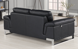 Sunvega Top Grain Italian Leather Loveseat with Stainless Steel Chrome Legs
