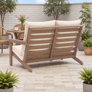 Sunvega Patio Loveseat Sofa 2-Seater with Olefin Cushions and Stainless Steel Hardware