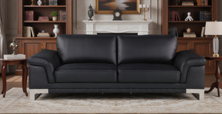 Sunvega Top Grain Italian Leather Loveseat with Stainless Steel Chrome Legs