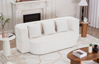 Sunvega Chenille Fabric Convertible Sofa Bed with High-Density Rebound Sponge for Living Room