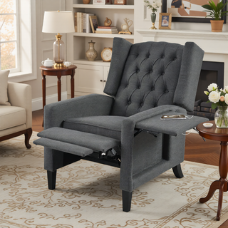 Sunvega Manual Wing Chair Recliner with High Resilience Sponge and Silver Bubble Nails