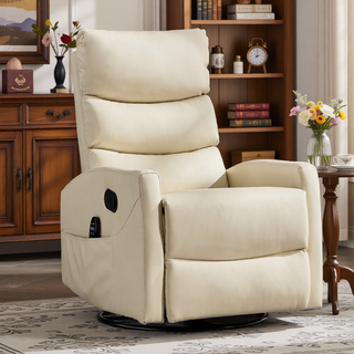 Sunvega Fabric Heat Massage Manual Recliner Chair with Rocker and Swivel for Living Room