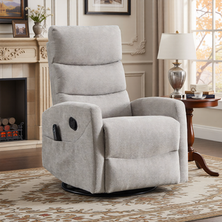 Sunvega Fabric Heat Massage Manual Recliner Chair with Rocker and Swivel for Living Room