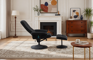 Sunvega PU Leather Recliner Chair with Ottoman 360 Swivel Massage and Heated Seat