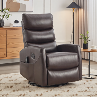 Sunvega Fabric Heat Massage Manual Recliner Chair with Rocker and Swivel for Living Room