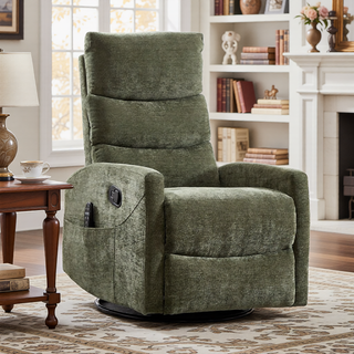 Sunvega Fabric Heat Massage Manual Recliner Chair with Rocker and Swivel for Living Room