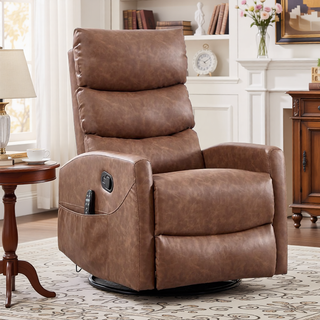 Sunvega Fabric Heat Massage Manual Recliner Chair with Rocker and Swivel for Living Room
