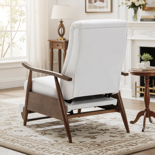 Sunvega Modern Chestnut Brown Wood Arm Push Back Recliner in Caramel