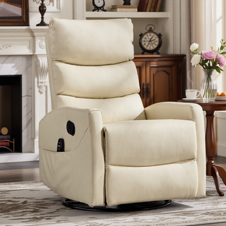 Sunvega Fabric Heat Massage Manual Recliner Chair with Rocker and Swivel for Living Room