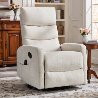Sunvega Fabric Heat Massage Manual Recliner Chair with Rocker and Swivel for Living Room