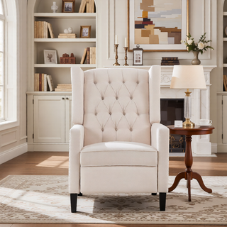 Sunvega Manual Wing Chair Recliner with High Resilience Sponge and Silver Bubble Nails