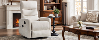 Sunvega Fabric Heat Massage Manual Recliner Chair with Rocker and Swivel for Living Room