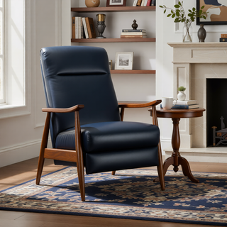 Sunvega Modern Chestnut Brown Wood Arm Push Back Recliner in Caramel