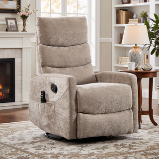Sunvega Fabric Heat Massage Manual Recliner Chair with Rocker and Swivel for Living Room