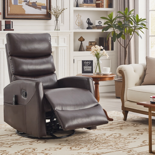 Sunvega Fabric Heat Massage Manual Recliner Chair with Rocker and Swivel for Living Room