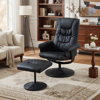Sunvega PU Leather Recliner Chair with Ottoman 360 Swivel Massage and Heated Seat