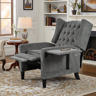 Sunvega Manual Wing Chair Recliner with High Resilience Sponge and Silver Bubble Nails