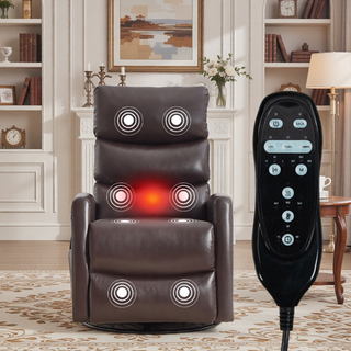 Sunvega Fabric Heat Massage Manual Recliner Chair with Rocker and Swivel for Living Room