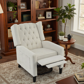 Sunvega Manual Wing Chair Recliner with High Resilience Sponge and Silver Bubble Nails