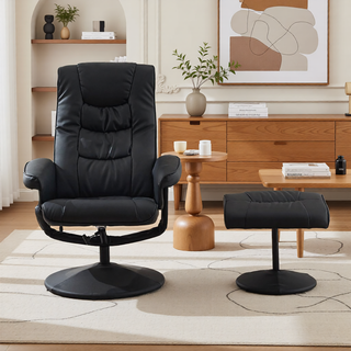 Sunvega PU Leather Recliner Chair with Ottoman 360 Swivel Massage and Heated Seat