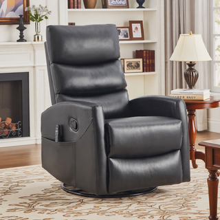 Sunvega Fabric Heat Massage Manual Recliner Chair with Rocker and Swivel for Living Room