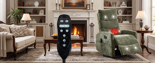 Sunvega Fabric Heat Massage Manual Recliner Chair with Rocker and Swivel for Living Room
