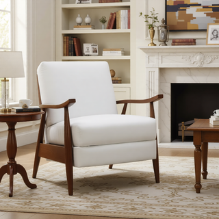 Sunvega Modern Chestnut Brown Wood Arm Push Back Recliner in Caramel