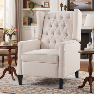 Sunvega Manual Wing Chair Recliner with High Resilience Sponge and Silver Bubble Nails