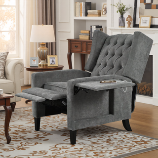 Sunvega Manual Wing Chair Recliner with High Resilience Sponge and Silver Bubble Nails