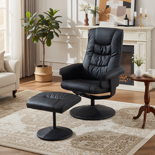 Sunvega PU Leather Recliner Chair with Ottoman 360 Swivel Massage and Heated Seat