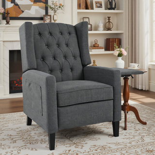 Sunvega Manual Wing Chair Recliner with High Resilience Sponge and Silver Bubble Nails
