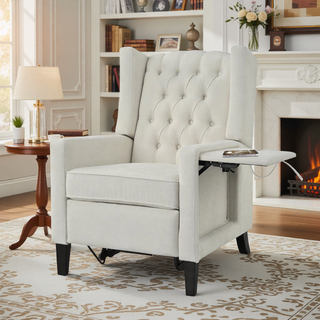 Sunvega Manual Wing Chair Recliner with High Resilience Sponge and Silver Bubble Nails