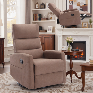 Sunvega Manual Recliner Chair with 360 Degree Swivel and Rocking Function in Grey Fabric