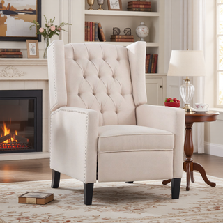 Sunvega Manual Wing Chair Recliner with High Resilience Sponge and Silver Bubble Nails
