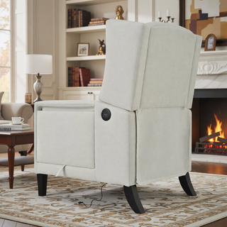 Sunvega Manual Wing Chair Recliner with High Resilience Sponge and Silver Bubble Nails
