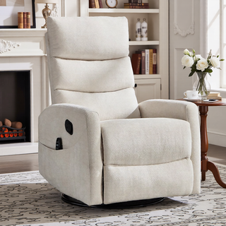 Sunvega Fabric Heat Massage Manual Recliner Chair with Rocker and Swivel for Living Room