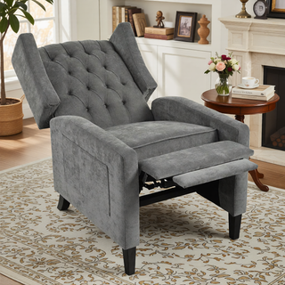 Sunvega Manual Wing Chair Recliner with High Resilience Sponge and Silver Bubble Nails