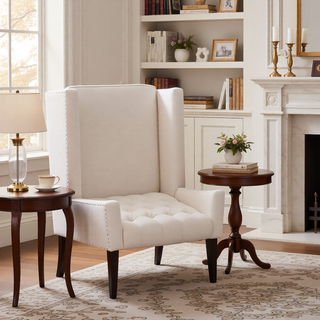 Sunvega Manual Wing Chair Recliner with High Resilience Sponge and Silver Bubble Nails