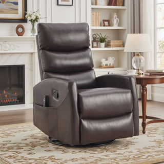 Sunvega Fabric Heat Massage Manual Recliner Chair with Rocker and Swivel for Living Room