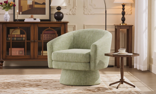 Sunvega Cream White Boucle Upholstered 360-Degree Swivel Accent Chair for Living Room